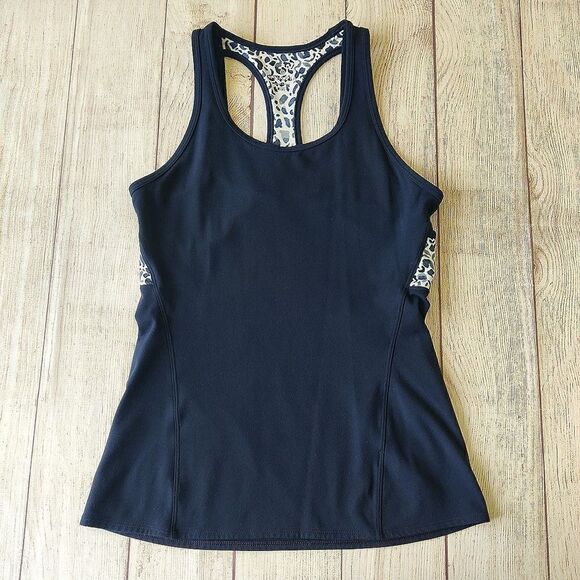 Athleta Mix Inversion navy & white cheetah print athletic tank top XS - Picture 6 of 10